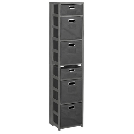 Regency Regency Flip Flop 67 in. Square Folding Bookcase with Folding Fabric Bins- Grey/Grey FFSQ6712GYGY